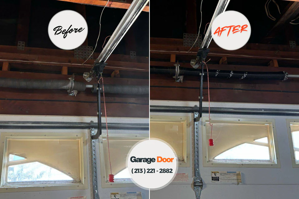 Before and after: garage door repair Western Lake, TX